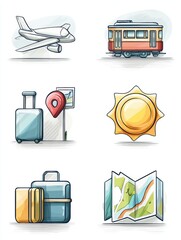 Leinwandbilder - Travel Essentials for Adventure Seekers Exploring New Destinations in Sunny Weather With Convenient Transport Options Generative AI