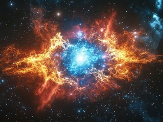 intricate cosmic formation. nebula, stars and firework explosions in space.