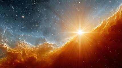 Wall Mural - a bright star shining amidst a sky full of stars