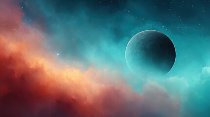 Wall Mural - an artist's depiction of a celestial body in the sky with objects in the foreground and background