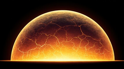Wall Mural - a close-up of a bright orange and yellow object on a black background