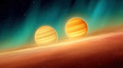 Wall Mural - artist renders solar system with sun, earth