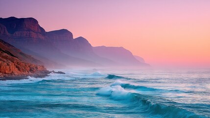 Wall Mural - a serene lake with a majestic mountain range behind it, the gentle sound of waves splashing against 