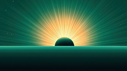 Wall Mural - a photo of the sun emerging from water, with an island visible in the distance