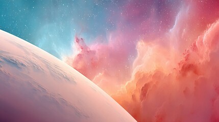 Wall Mural - clouds, stars, and earth in foreground; space view
