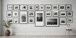 © Oneway - Gallery wall mockup; customizable frames, various sizes & styles, white background,  picture collage,  wall gallery