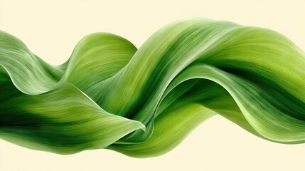Wall Mural -   A close-up of a green leaf against a light yellow background
