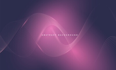 Aufkleber - Abstract dark purple and pink vector background with glowing striped wavy lines.