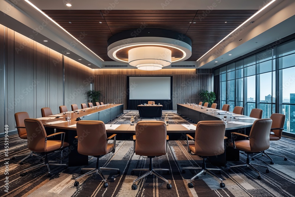 Contemporary Conference Room Design with Table and Seating Layouts ...