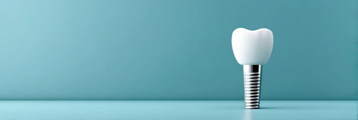 Aufkleber - Clean Tooth Implant on Minimal Backdrop With Ample Copy Space for Dental Marketing or Informational Content Generative AI