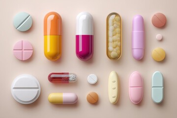 Poster - Exploring Various Pill Shapes and Their Uses in a Detailed Medical Infographic Layout Generative AI