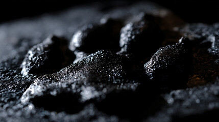 Wall Mural - Black paw print with coarse-textured surface, perfect for animal radical