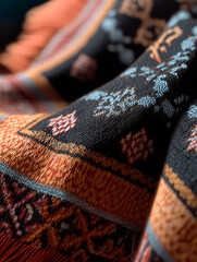 detailed textile pattern close up showcasing intricate designs and vibrant colors