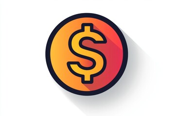 minimal flat orange coin with black dollar sign and subtle shadow
