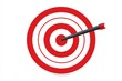 © Andrii Savchuk - Red target icon with black outline and arrow hitting the center in flat design