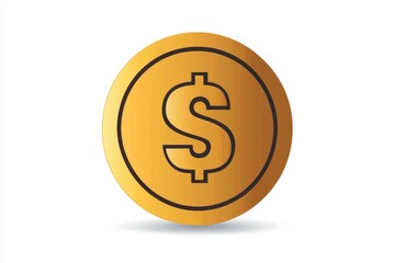 Wall Mural - golden coin in realistic style with embossed details and light reflection