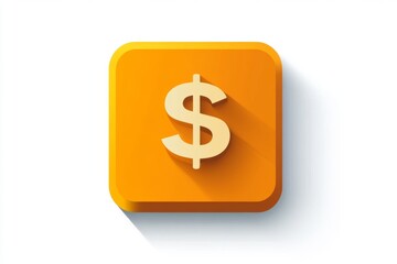 Wall Mural - three-dimensional orange cube with embossed dollar sign casting a soft shadow