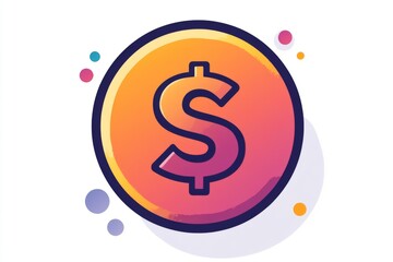 Wall Mural - stylized orange and purple coin with thick border and smooth glossy finish