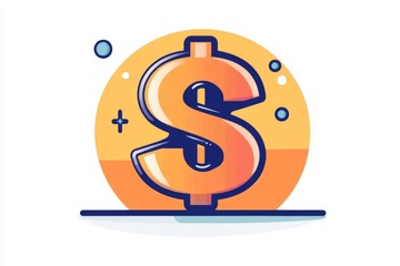Wall Mural - cartoon coin with soft drop shadow and gradient yellow and blue color scheme