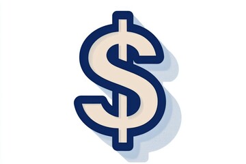 Wall Mural - dark blue dollar symbol in flat icon style on light background with shadow