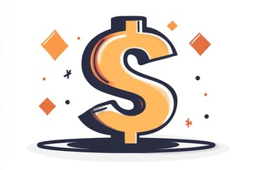 Wall Mural - abstract stylized dollar sign illustration with sparkles and dynamic colors