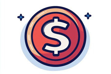 Wall Mural - stylized round coin with dollar symbol in purple and orange tones