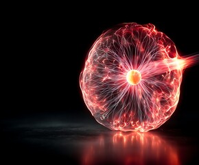 a glowing sphere with radiating light emanating from the center.