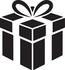 gift box with ribbon, black gift box silhouette icon vector illustration white background