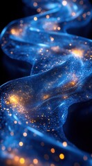 Wall Mural - Abstract swirling shapes of glowing blue and gold light.
