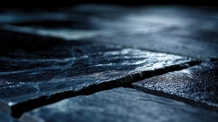 Wall Mural - Close up detail of dark blue slating stone paving texture