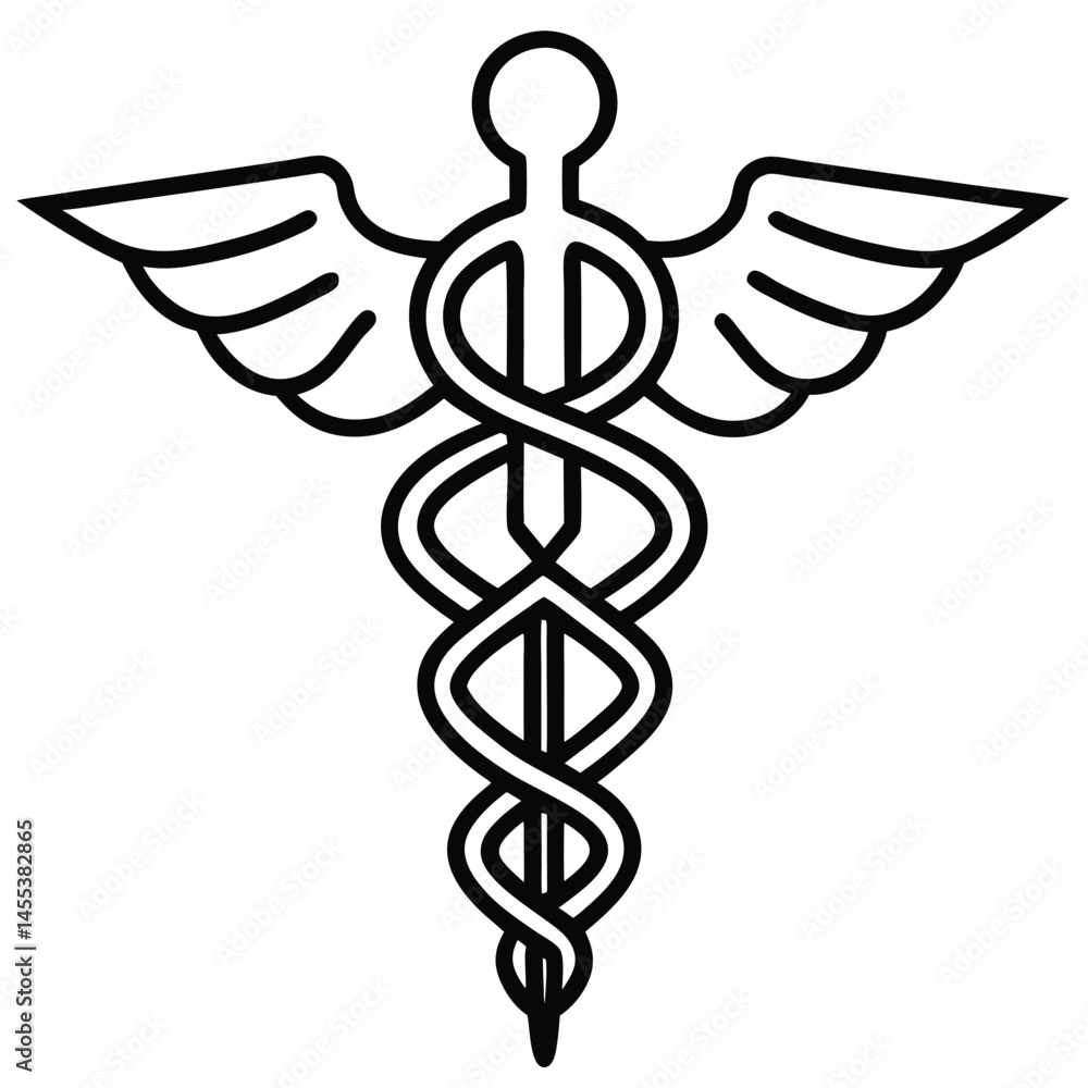 Caduceus Medical Symbol vector Silhouette illustration Cyberpunk style ...