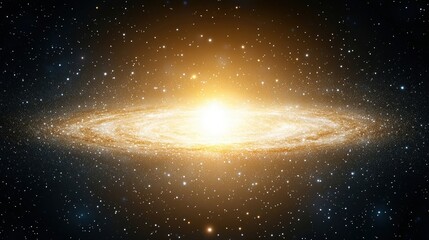 Wall Mural - A glowing spiral galaxy shines brightly at its core, surrounded by countless stars in the vastness of space.
