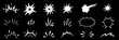 © Polina Tomtosova - Line speed cartoon effect, boom explosive motion line element set. Comic boom burst, explosive smoke, line speed cartoon vector icon. Hand drawn sketch doodle action effect. Vector illustration