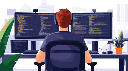 vector business man analys data