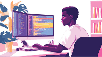 vector business man analys data