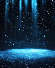 Wall Mural - elegant blue light beams and sparkling particles on a dark background for festive occasions