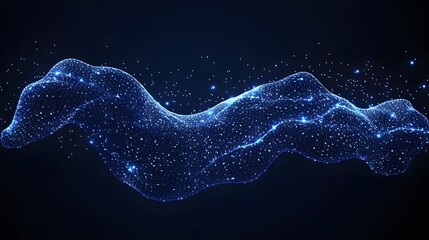 Poster - Abstract digital rendering showcases a complex network illuminated in cool blue against a dark background. Suggests data visualization and connectivity. Abstract Digital low-poly wireframe connected