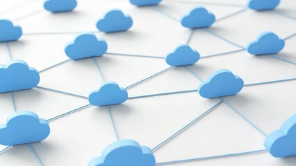 Conceptual cloud computing network connection with blue clouds
