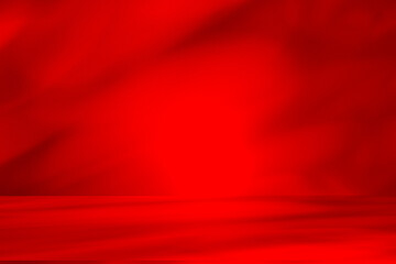 Fototapete - Wall interior background, studio and backdrops show products.with shadow from window color Red background for text insertion and presentation product	