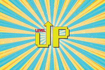 Wall Mural - level up icon. pixel art. 8 bit game. retro game. for game assets in vector illustrations. speed lin