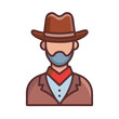 © MdDelowar - Male Cowboy Character Avatar Icon Design