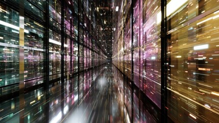 Leinwandbilder - Visual representation of a conceptual quantum computer with illuminating qubits and fast-changing circuits, set in a futuristic technological space
