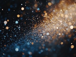 Wall Mural - abstract shimmering background with gold and blue bokeh lights for festive designs