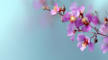 Leinwandbilder - Close-up of vibrant purple and pink flower petals in full bloom. Soft bokeh background enhances the natural daylight, creating a serene atmosphere with space for text