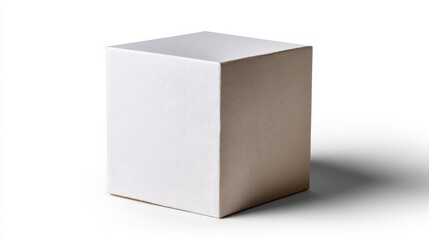 Aufkleber - A matte white cardboard box is displayed in a frontal view, set against a smooth white backdrop. Soft lighting enhances the clean edges and minimalistic design