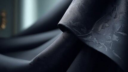 Aufkleber - Overhead view features a sophisticated black and white floral damask design in a seamless repeat, providing ample copy space for artistic use and branding