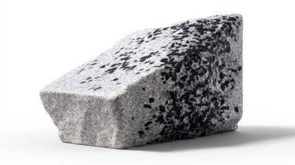 Aufkleber - A coarse granite boulder with unique irregular surfaces is centered on a seamless bright white backdrop, providing clear space for potential text or design elements