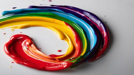 Aufkleber - Abstract swirling colors create a vibrant spiral effect on a white canvas, showcasing radiant tones blending together in a fluid motion with open space for text