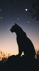 Naklejka na meble Mystical Moonlit Panther Silhouette - Enigmatic and Majestic Nighttime Wildlife Portrait
