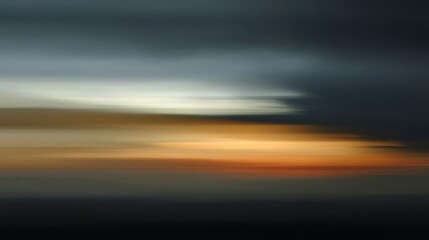 Poster - A tranquil twilight horizon features warm coral and amber tones blending softly, inviting peaceful reflections with an ethereal lens flare effect to enhance beauty